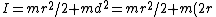 I=mr^2/2+md^2=mr^2/2+m(2r)^2=9/2mr^2